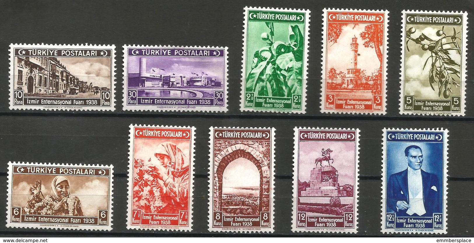 Turkey - 1938 Izmir International Fair MH *   Mi 1019-28   Sc 789-98 - Neufs