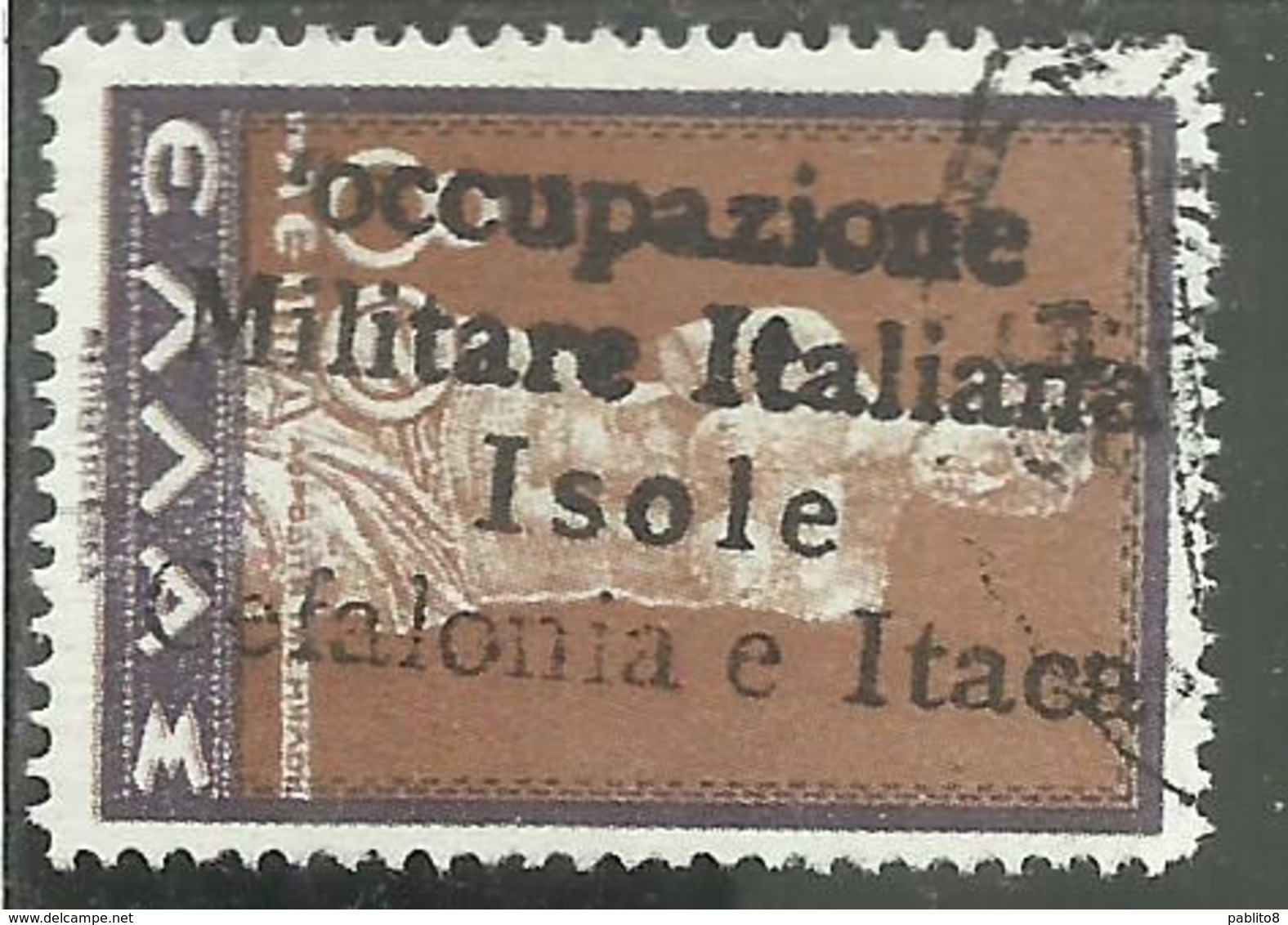 OCCUPAZIONI ITALIANE ITACA 1941 CEFALONIA MITOLOGICA LEPTA 80L USATO USED OBLITERE' - Cefalonia & Itaca