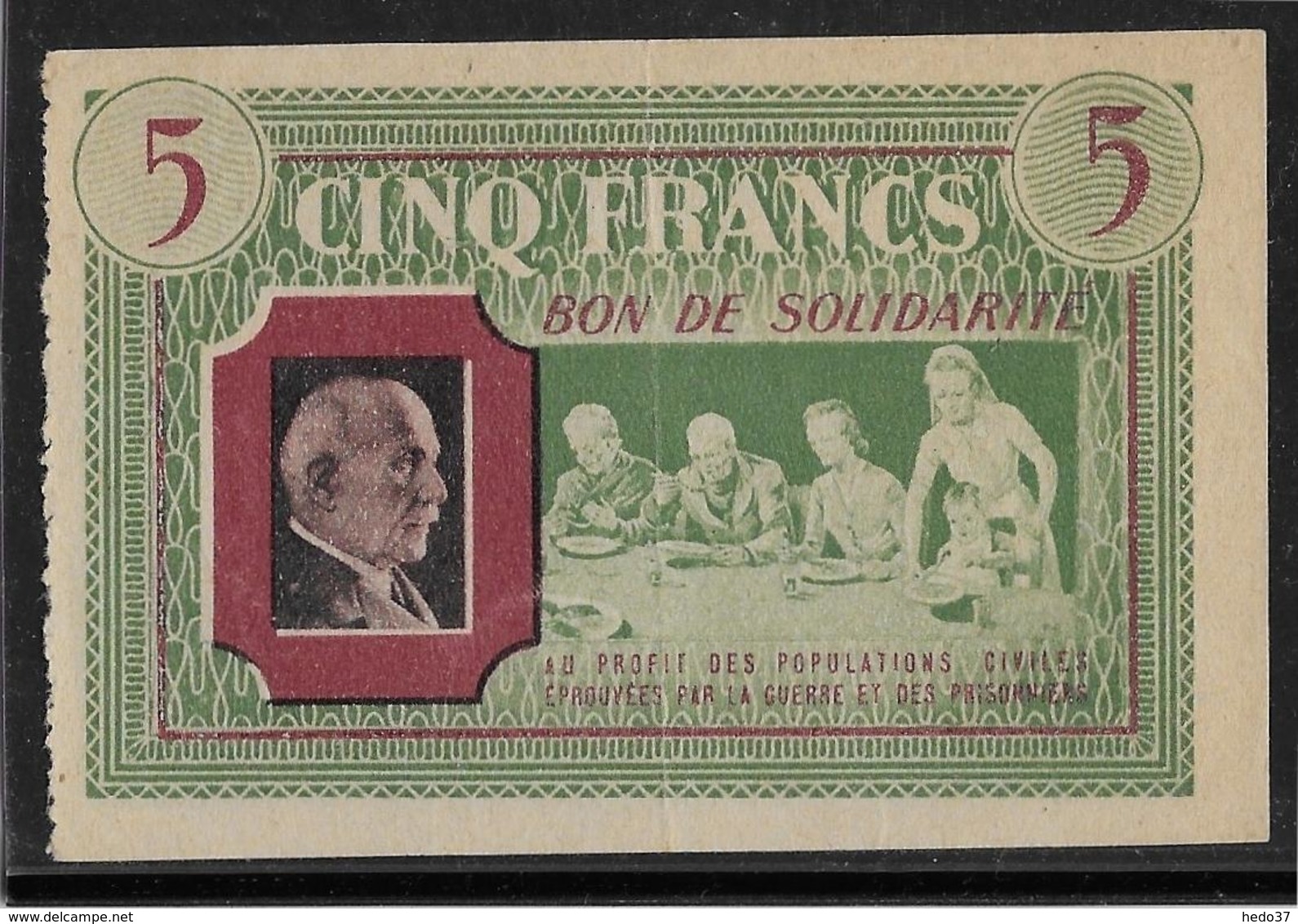 France Bon De Solidarité 5 Francs Pétain - SUP - Bonds & Basic Needs