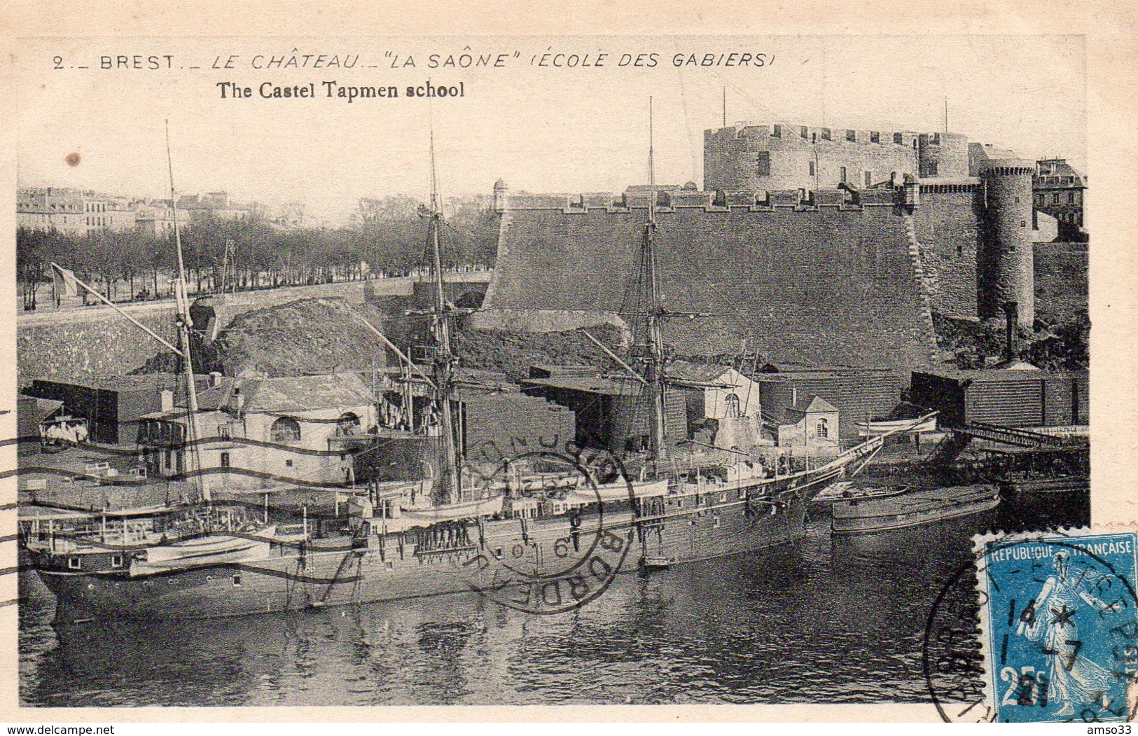 9514. FINISTERE 29 BREST. LE CHATEAU "LA SAÔNE" ECOLE DES GABIERS 1921 - Brest
