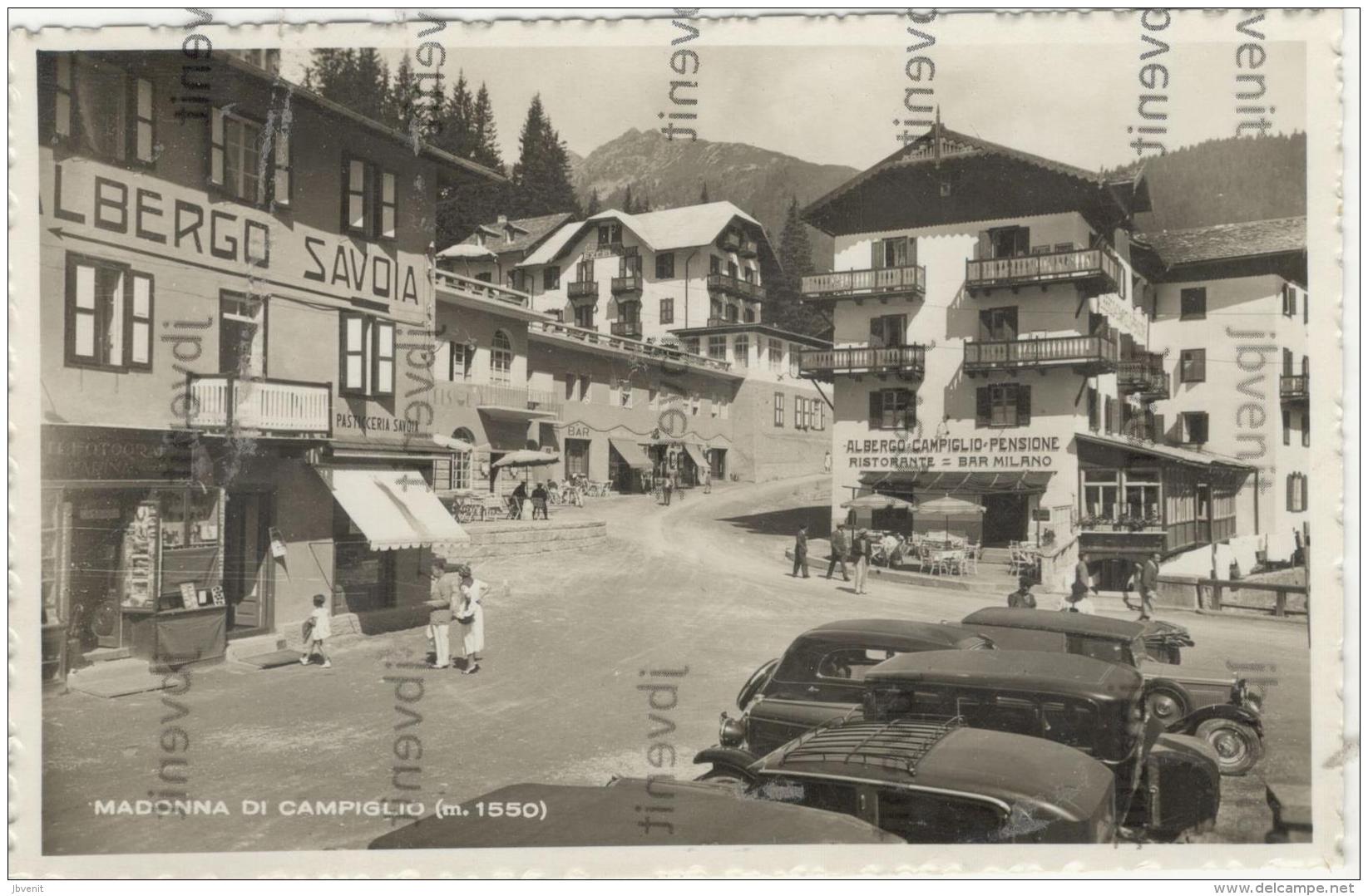 MADONNA Di CAMPIGLIO (TRENTO) - ALBERGO SAVOIA - ALBERGO PENSIONE  BAR MILAN0 (auto D'epoca) - Trento