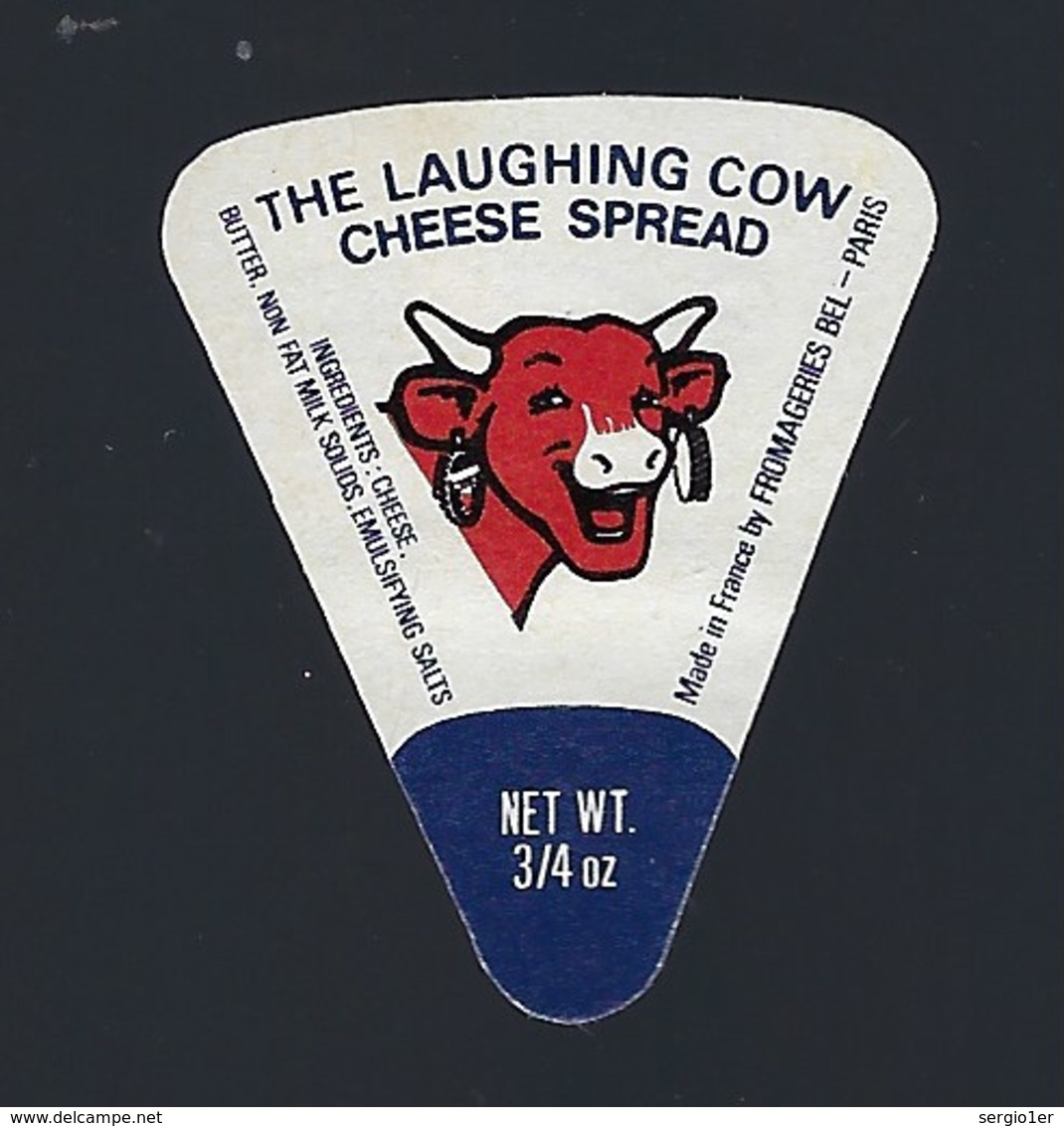 1 étiquette Fromage "portion"  La Vache Qui Rit The Laughing Cow  3/4 Oz Bel Paris - Fromage