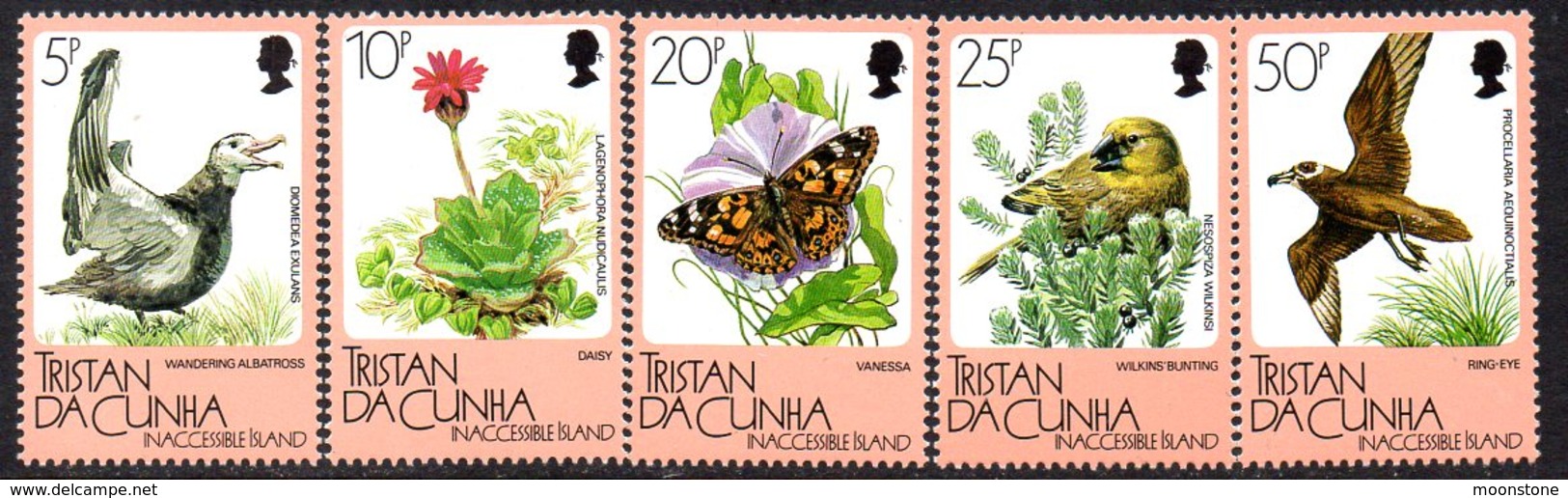 Tristan Da Cunha 1986 Inaccessible Island Flora & Fauna Set Of 5, MNH, SG 417/21 - Tristan Da Cunha