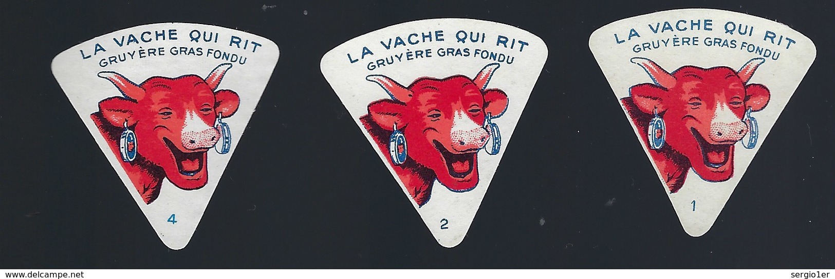 3 étiquettes Fromage "portion" La Vache Qui Rit  Gruyere Gras Fondu N° 1 2 4 - Fromage
