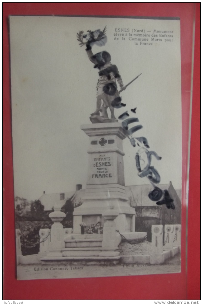 C P  Esnes Monument Eleve A La Memoire Des Enfants .. - War Memorials