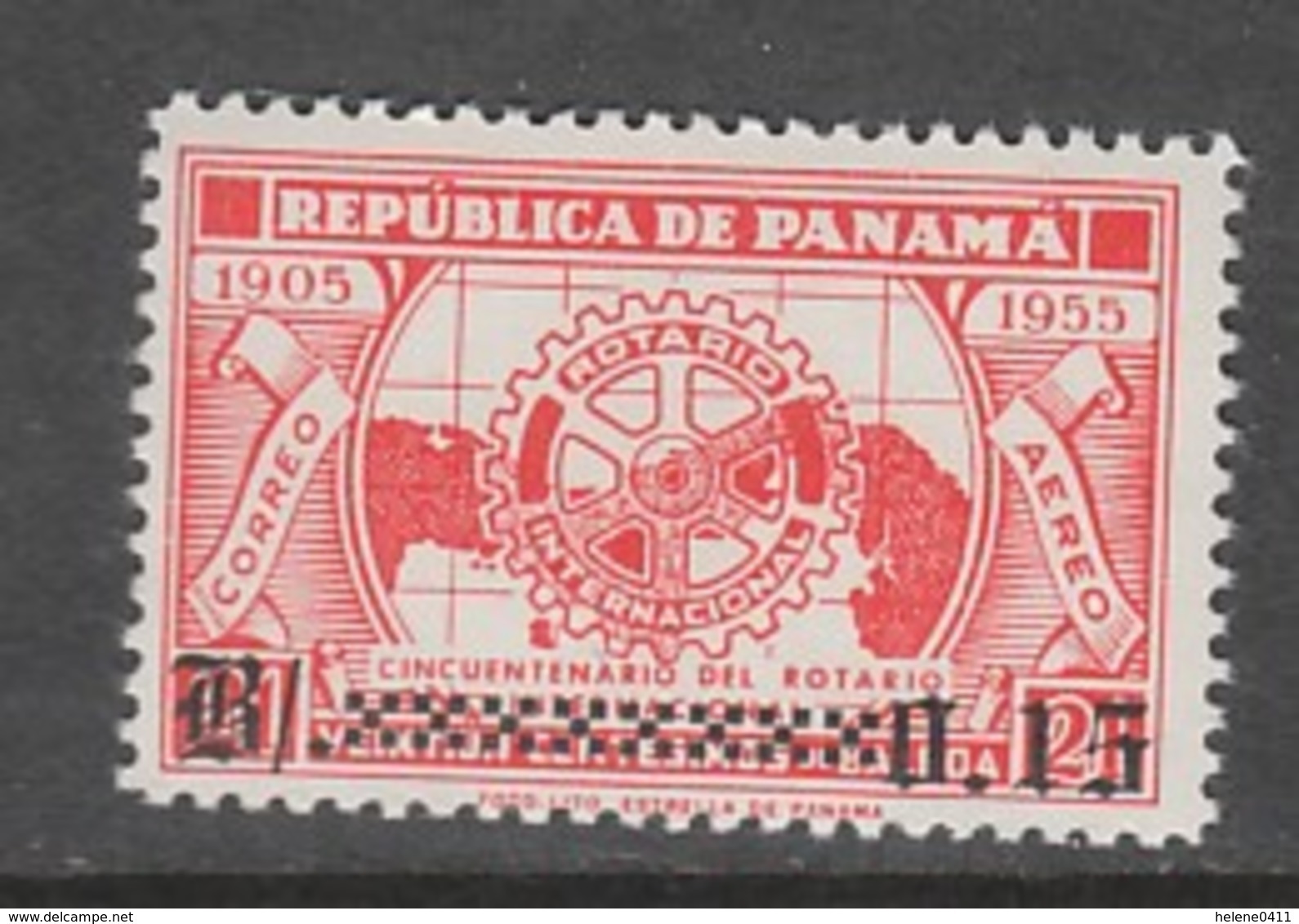 TIMBRE NEUF DE PANAMA - CINQUANTENAIRE DU ROTARY INTERNATIONAL, TIMBRE SURCHARGE N° Y&T PA 142 - Rotary, Lions Club