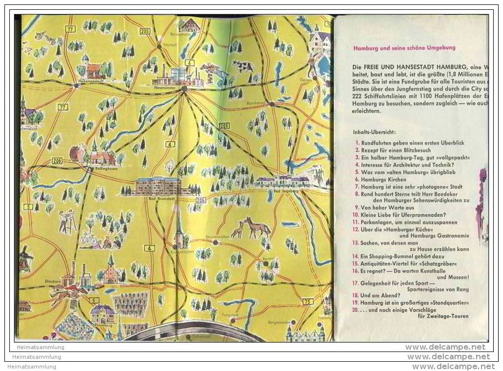 Deutschland - Hamburg 1958 - Faltblatt Mit Vielen Abbildungen Und Einer Panoramakarte / Hans Riebesehl - Hotelführer - Reiseprospekte