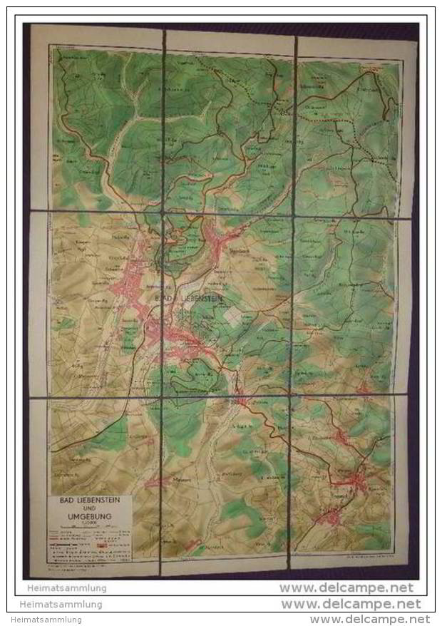 Bad Liebenstein Und Umgebung 1957 - VEB Landkartenverlag - 1:20 000 Auf Leinen - 42cm X 60cm - Beliebte Wanderwege Etc. - Wereldkaarten