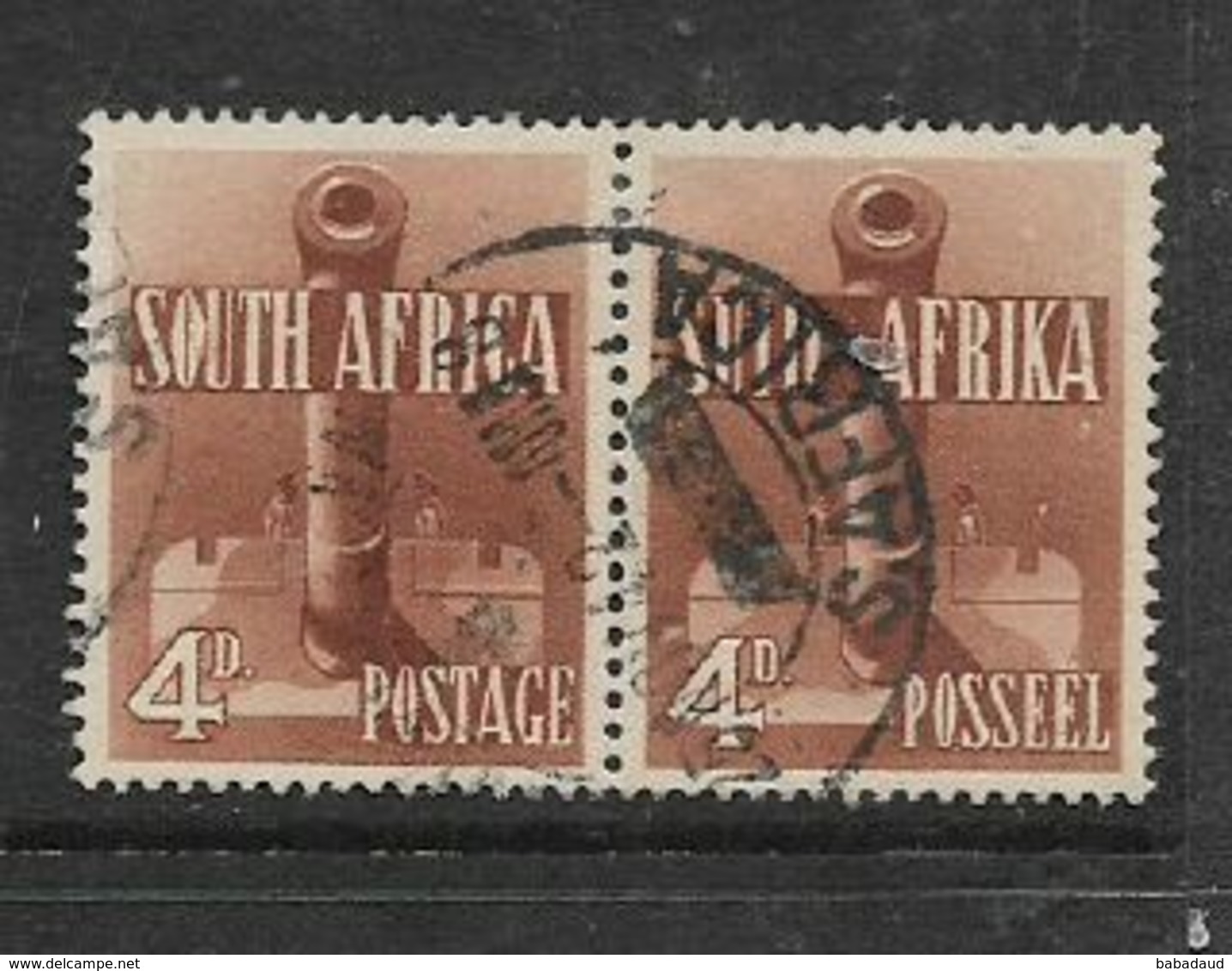 S.Africa 1941, War Effort, 4d Orange-brown Horizontal Pair,c.d.s. Used - Gebruikt