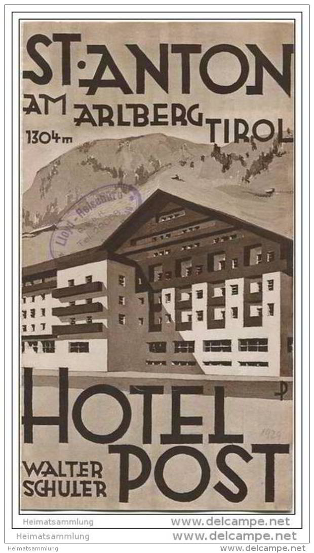 St. Anton Am Arlberg Tirol 20er Jahre - Hotel Post Besitzer Walter Schuler - Faltblatt Mit 13 Abbildungen - Austria