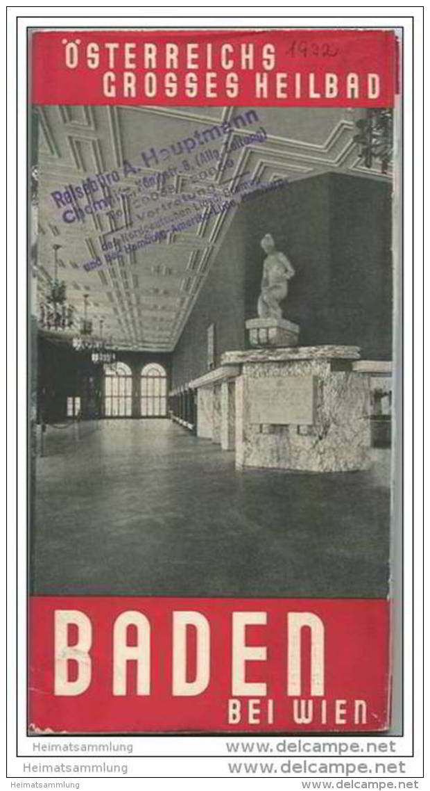 Österreich - Baden Bei Wien 1932 - 50 Seiten Mit 58 Abbildungen Und Einem Stadtplan - Reiseprospekte
