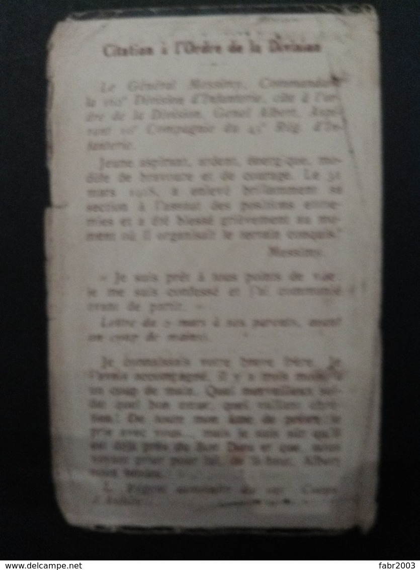 Faire Part De Décès De L'aspirant Albert Genel Du 43éme RI De Lille. Blessé En 1918 à Mesnil Saint Georges. - 1914-18