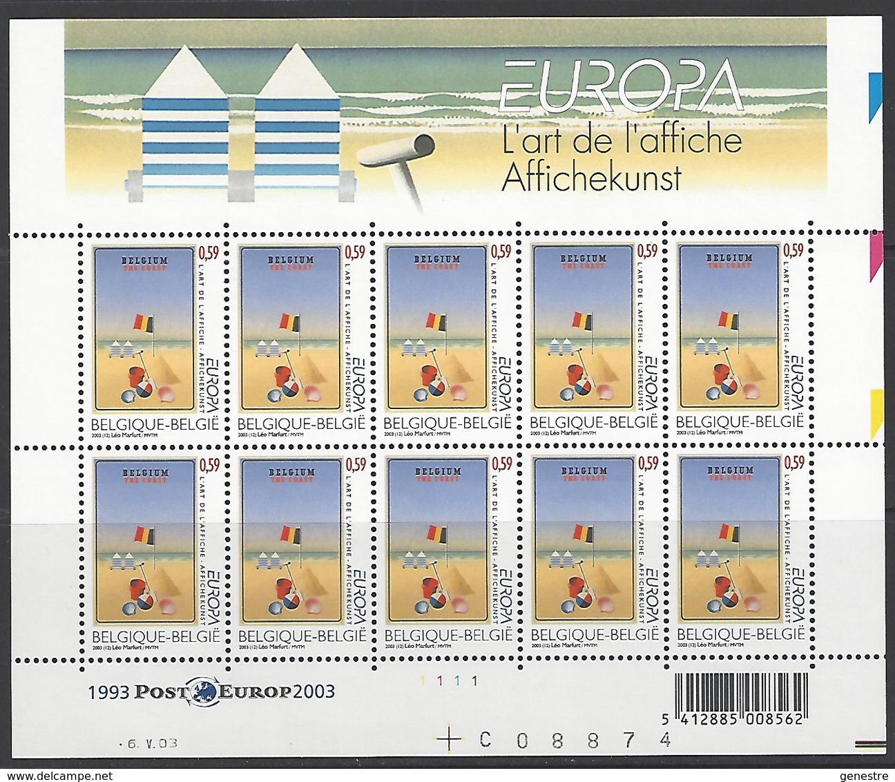 Belgique COB F3179 ** (MNH) - Planche 1 - 2001-2010