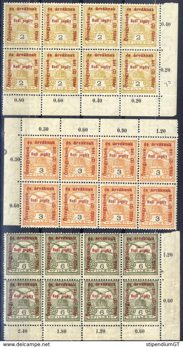 HUNGARY  1915  TURUL HADISEGELY II.  Overprinted  WAR HELP STAMPS 11 Different Block  MNH, OG - Neufs