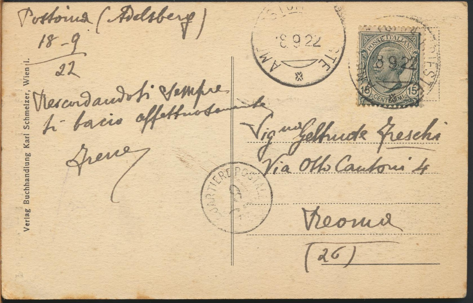 °°° 11243 - SLOVENIA - PREDJAMA - HOHLENSCHLOSS - LUEGG BEI ADELSBERG - 1922 With Stamps °°° - Slovenia