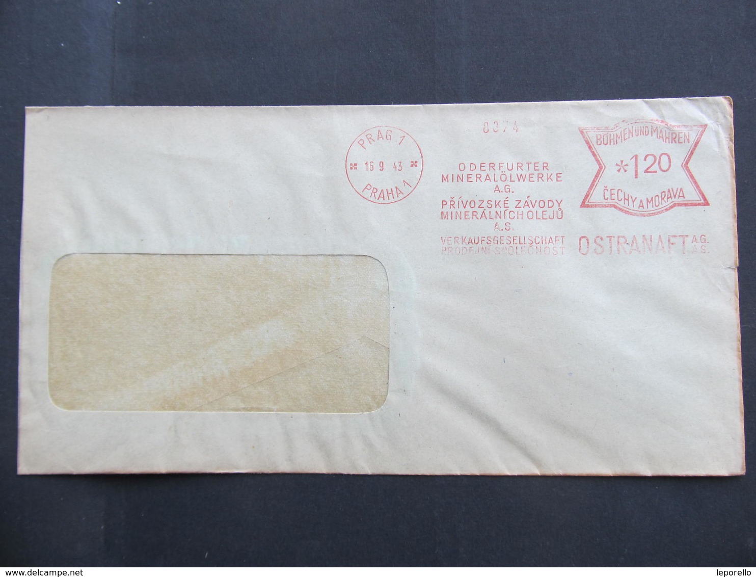 BRIEF Praha 1 Oderfurter Mineralölwerke 1943  Frankotype Freistempel Postfreistempel// N7352 - Briefe U. Dokumente