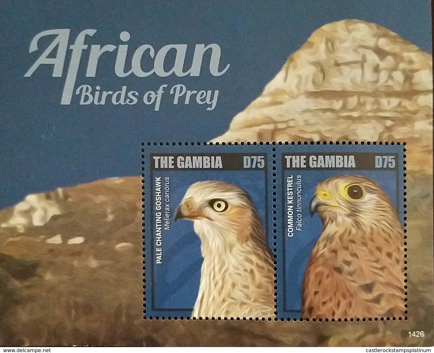 O) 2014 GAMBIA, BIRDS OF PREY - PALE CHANTING GOSHAWK   MELIERAX CANORUS - COMMON KESTREL  FALCO TINNUNCULUS, ​HABITAT M - Gambia (1965-...)