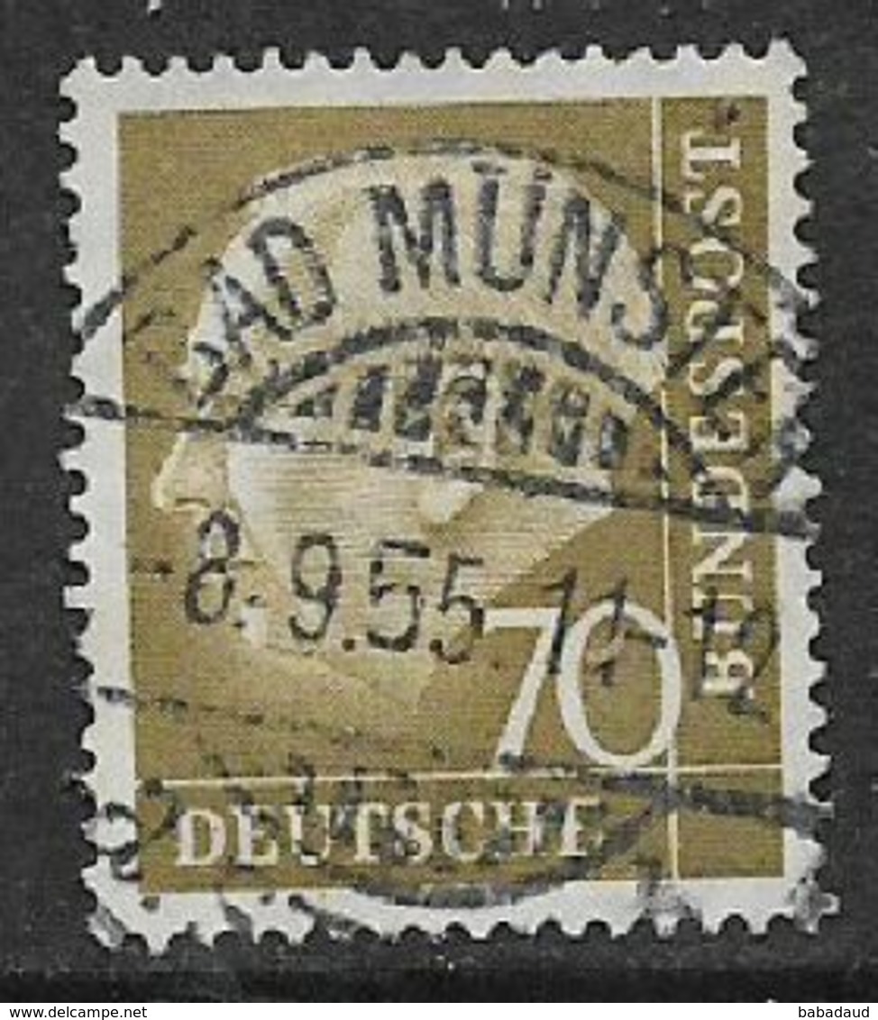 Germany, 1954, 70pf, Dr Heuss,  BAD MUNSTER 8.9.55 C.d.s. Used - Oblitérés