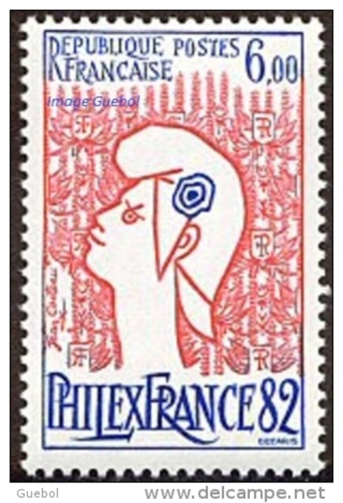 France N° 2217 ** PhilexFrance 82 - La " Marianne De Jean COCTEAU "  Le  6.00 Fr. - Nuovi