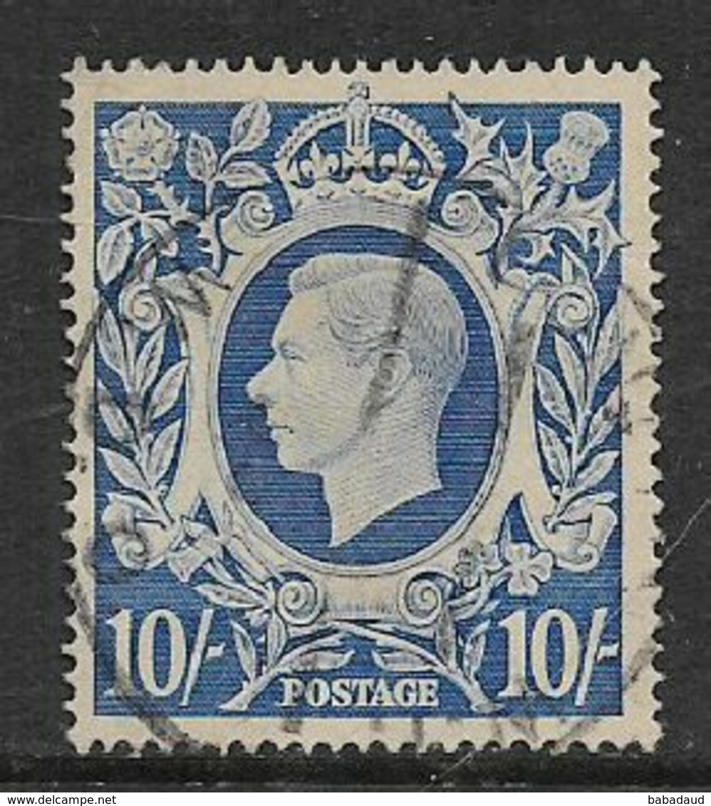 Great Britain, George VI, 10/= Ultramarine,  Used - Used Stamps