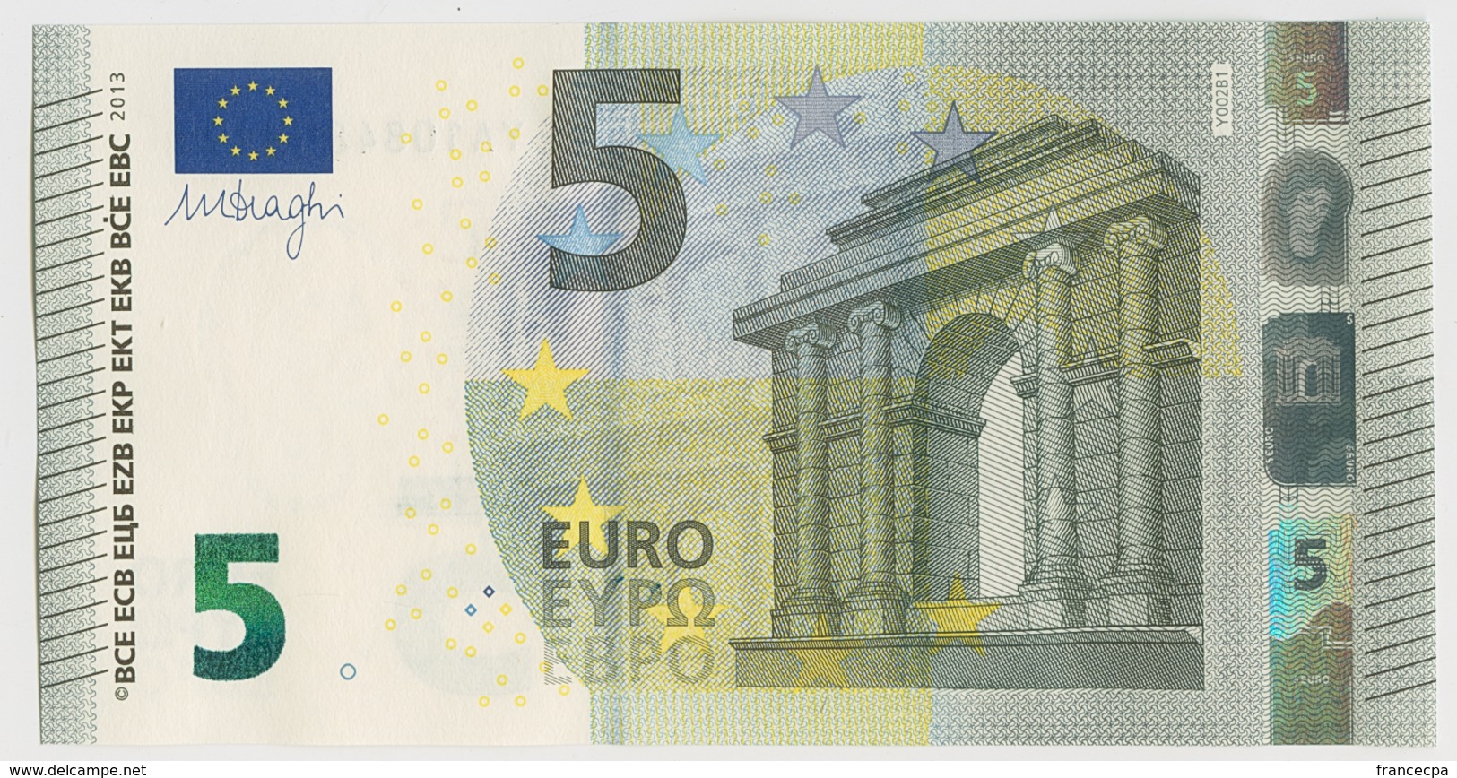 005 - BILLET 5 EURO 2013 NEUF Signature Mario DRAGHI YA 1084803191 - Imp Y002B1 - 5 Euro