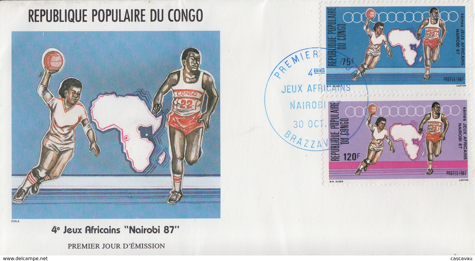 Enveloppe   FDC  1er  Jour    CONGO   4éme  Jeux  Africains  à  NAIROBI   1987 - FDC