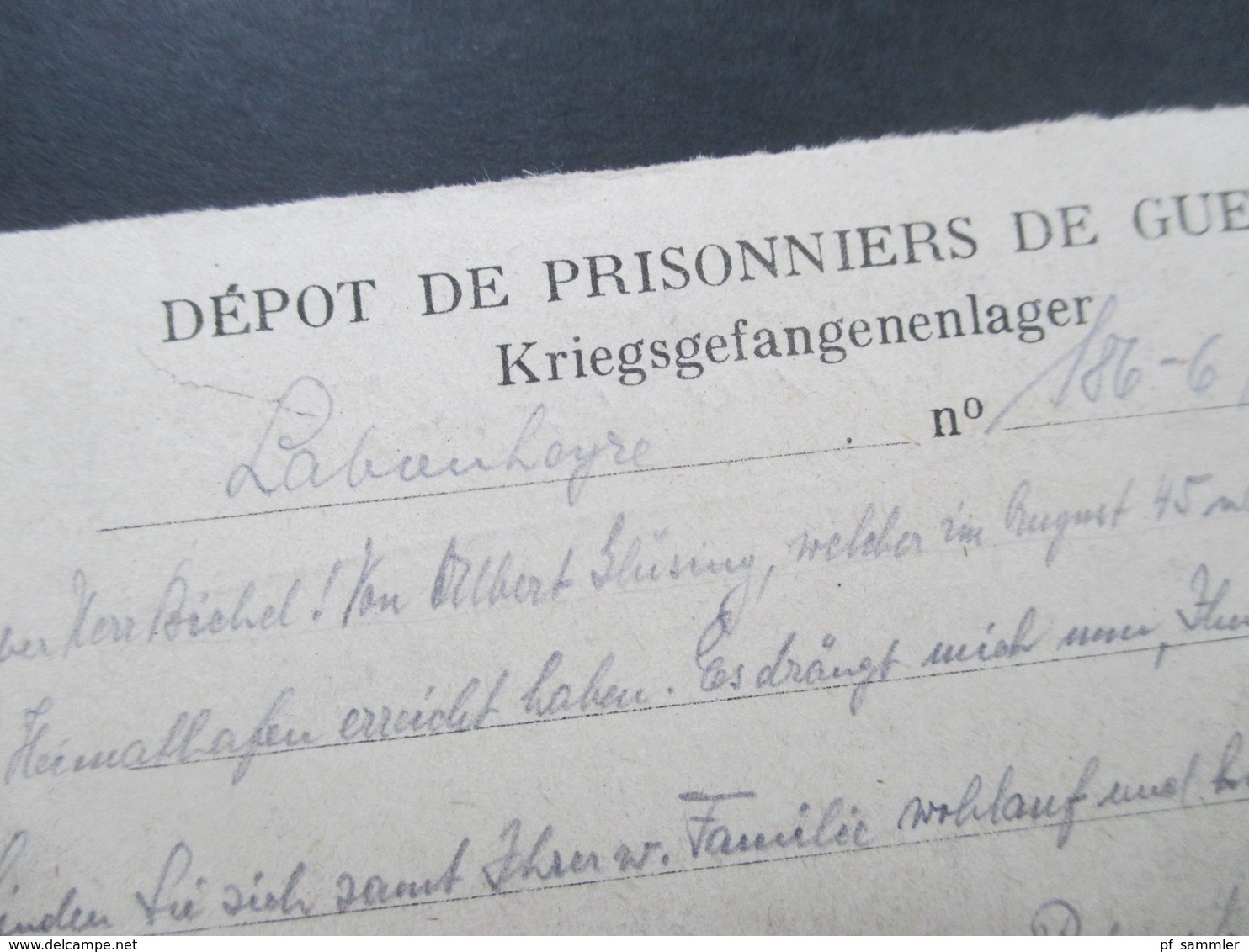 Kriegsgefangenenpost Gebührenfrei Prinonniers De Guerre Zensurstempel Depot De P.G.N. Frankreich Mont Au Mansan - Autres & Non Classés