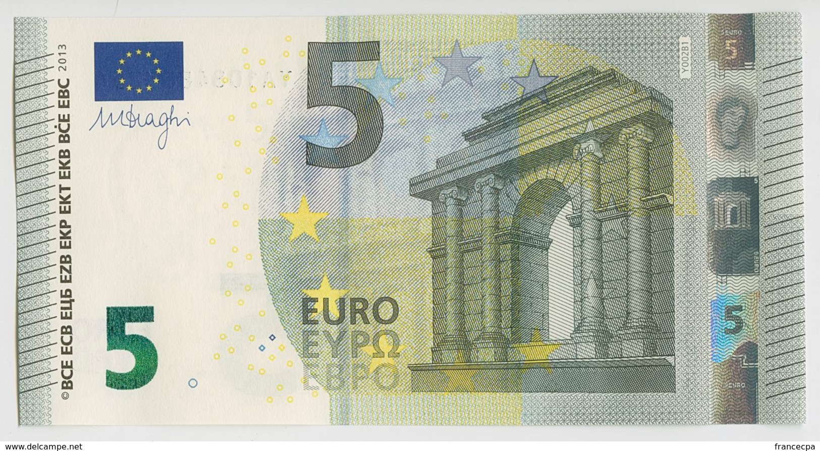 008 - BILLET 5 EURO 2013 NEUF Signature Mario DRAGHI YA 1084803254 - Imp Y002B1 - 5 Euro