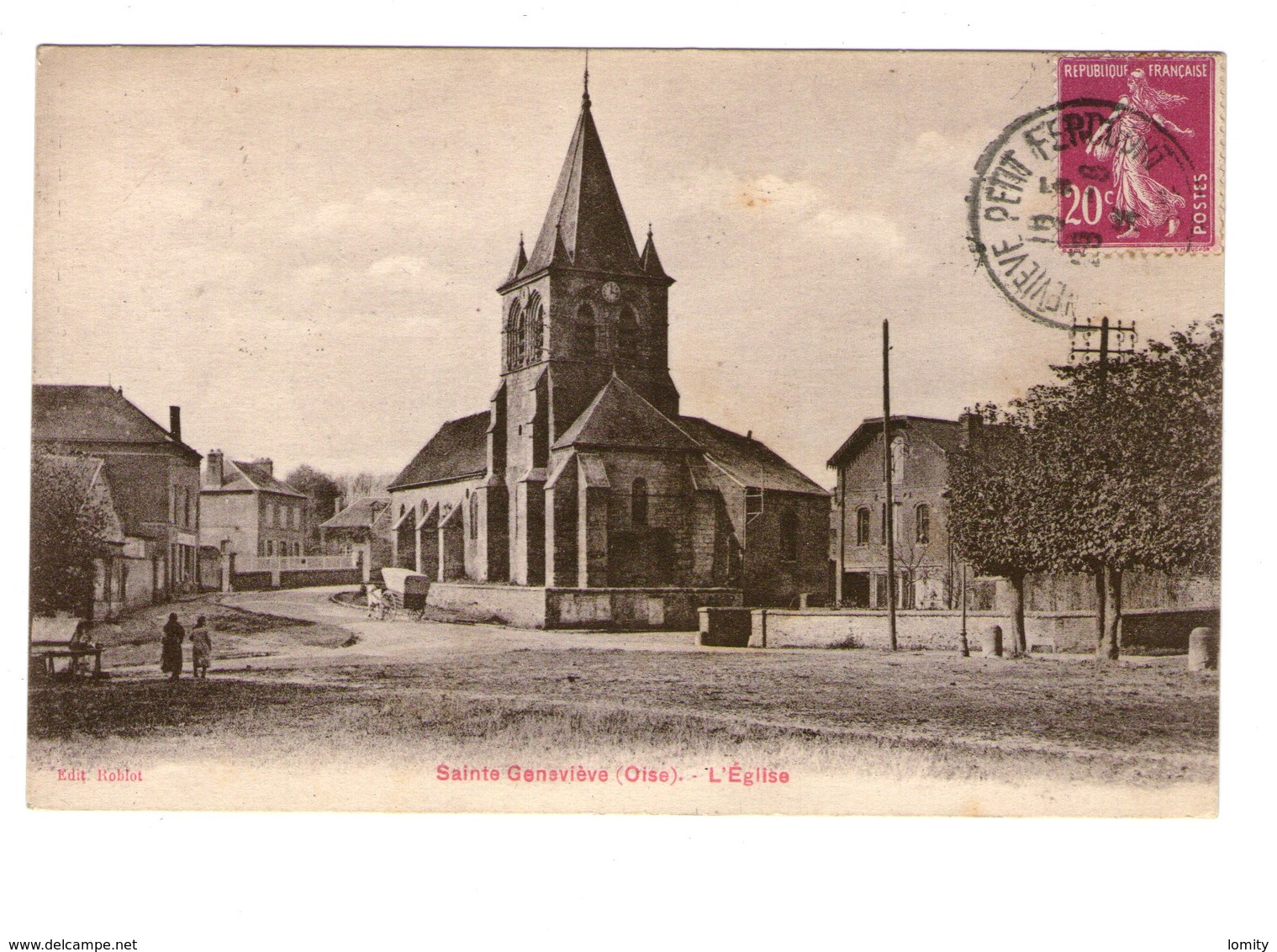 60 Ste Sainte Genevieve Eglise Cpa Carte Animée Animation Edit Roblot Cachet Ste Genevieve Petit Fercourt 1934 - Sainte-Geneviève