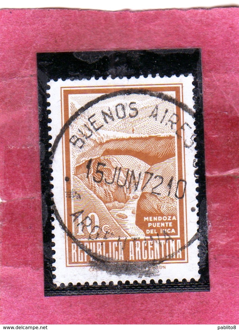 ARGENTINA 1959 1970 1960 INCA BRIDGE MENDOZA 10p USATO USED OBLITERE' - Usati