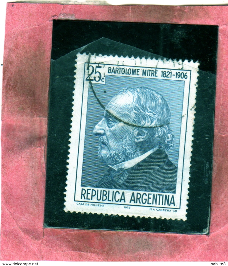 ARGENTINA 1972 PRESIDENT BARTOLOME MITRE WRITER HISTORIAN SOLDIER CENT. 25 USATO USED OBLITERE' - Usati