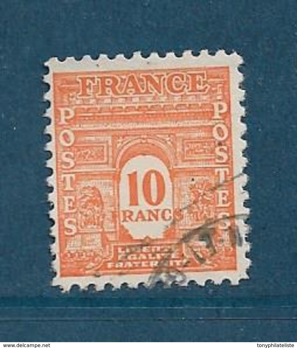 France Timbre De 1944 N°629 10f Arc De Triomphe Oblitéré Cote 27,50€ - Oblitérés