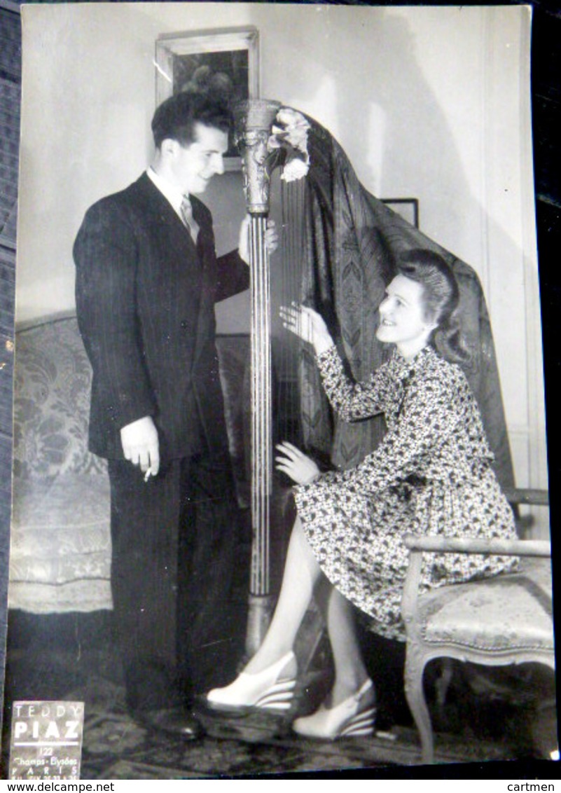 MUSIQUE HARPE PHOTO ORIGINALE  DE MARGUERITE DUCLAIR ET SA HARPE SPECTACLE HARMONIE ORCHESTRE - Autres & Non Classés