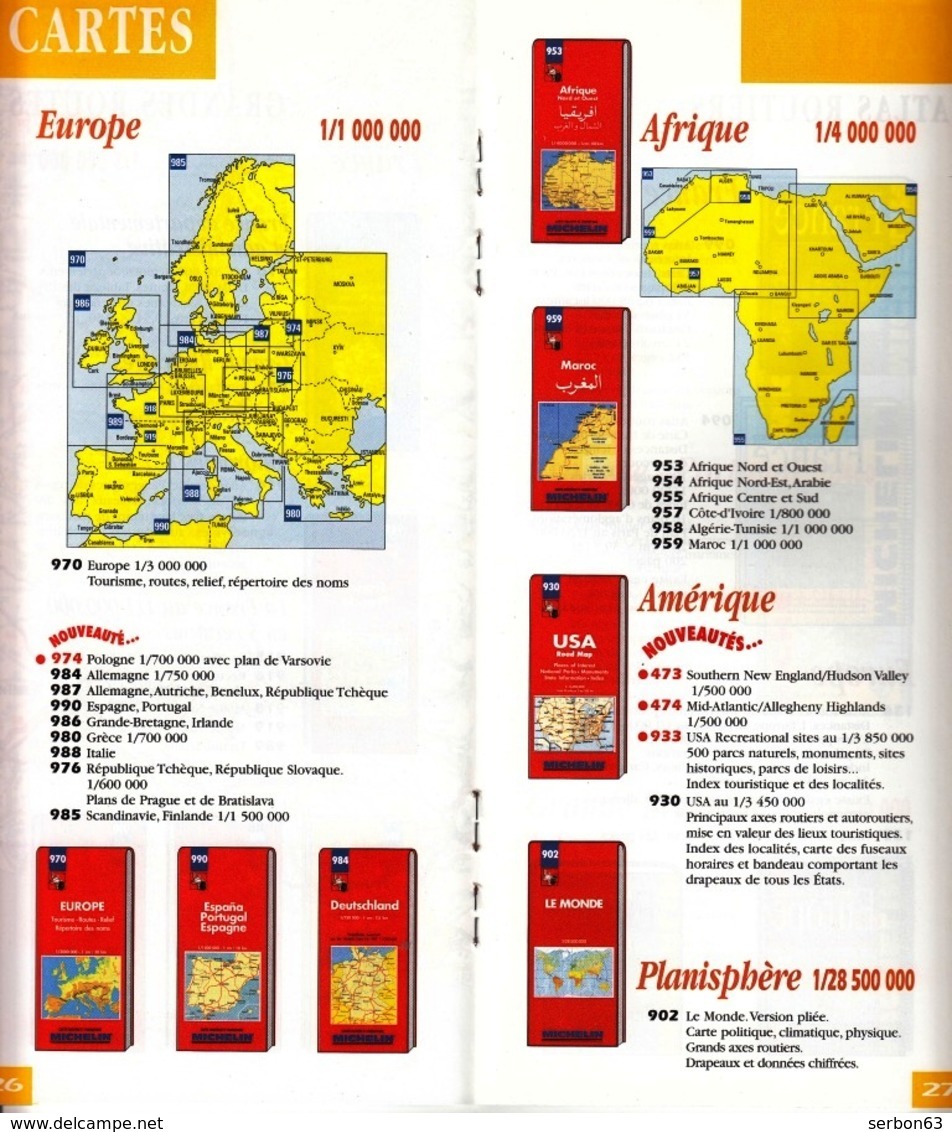 MICHELIN CATALOGUE NEUF CARTES ET GUIDES ANNÉE 1997 MANUFACTURE FRANÇAISE PNEUMATIQUES TOURISME - NOTRE SITE Serbon63 - Cartes/Atlas