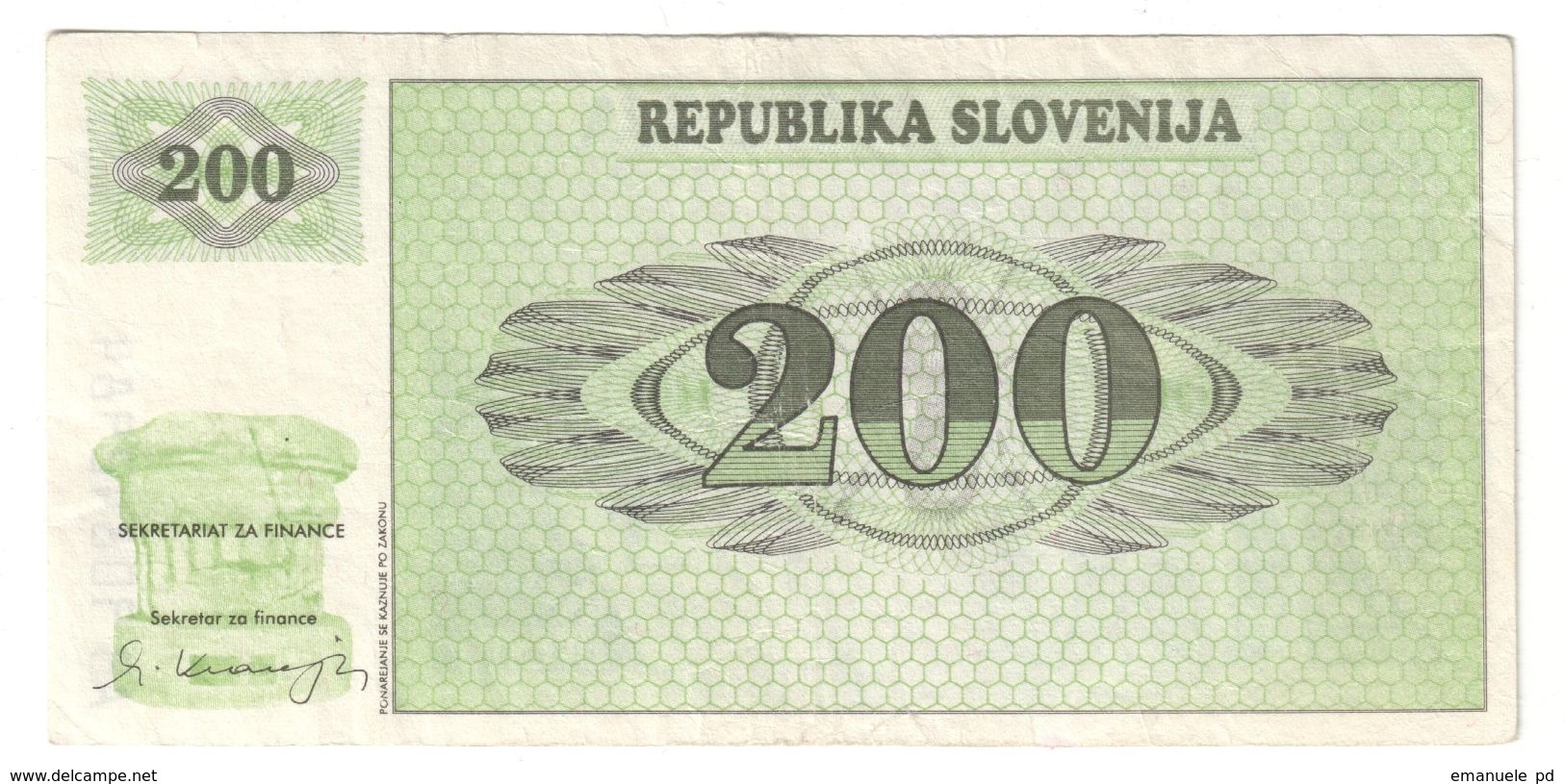 Slovenia 200 Tolarjev 1990 - Slovenië