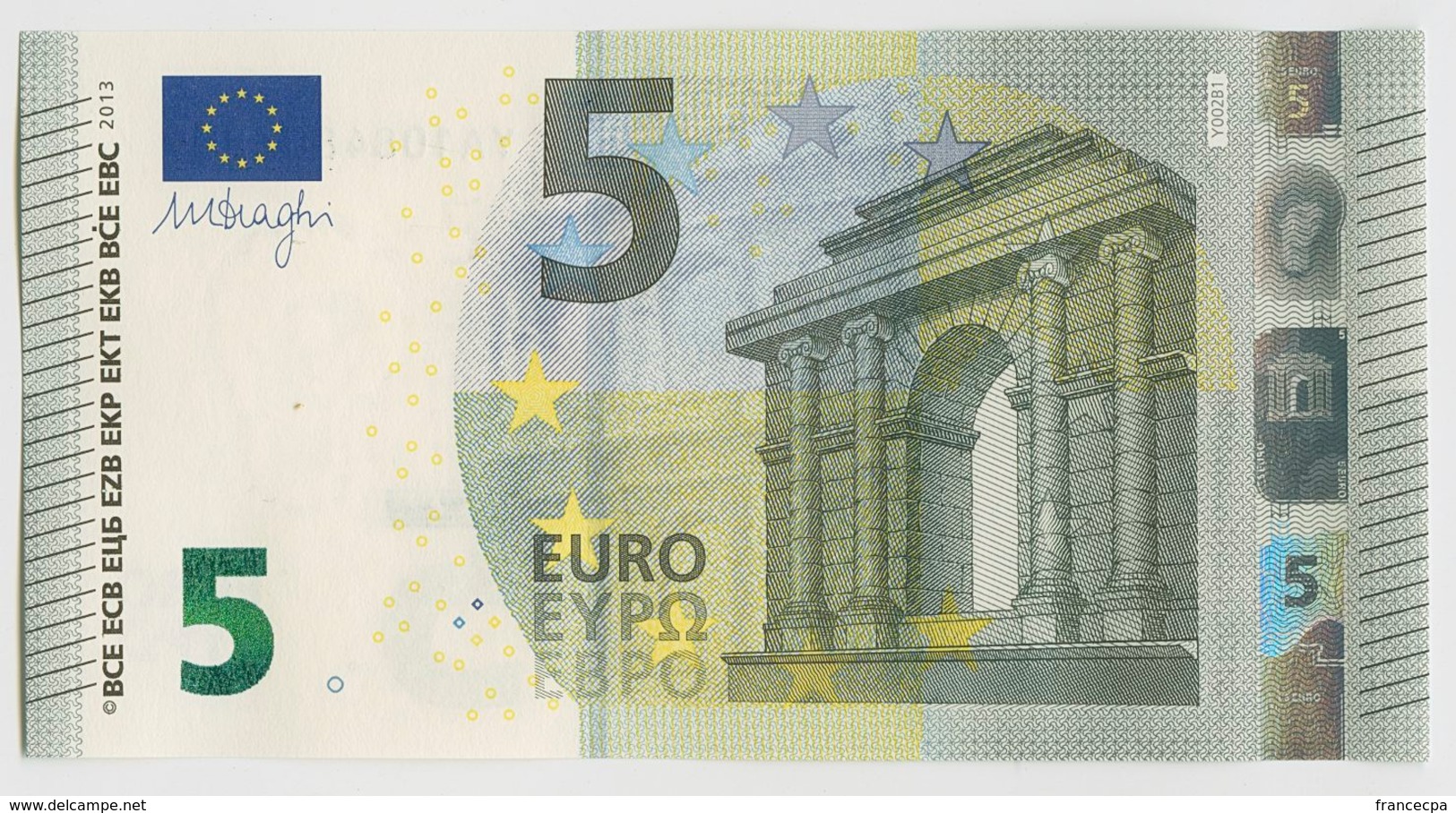 016 - BILLET 5 EURO 2013 NEUF Signature Mario DRAGHI YA 1084803281 - Imp Y002B1 - 5 Euro