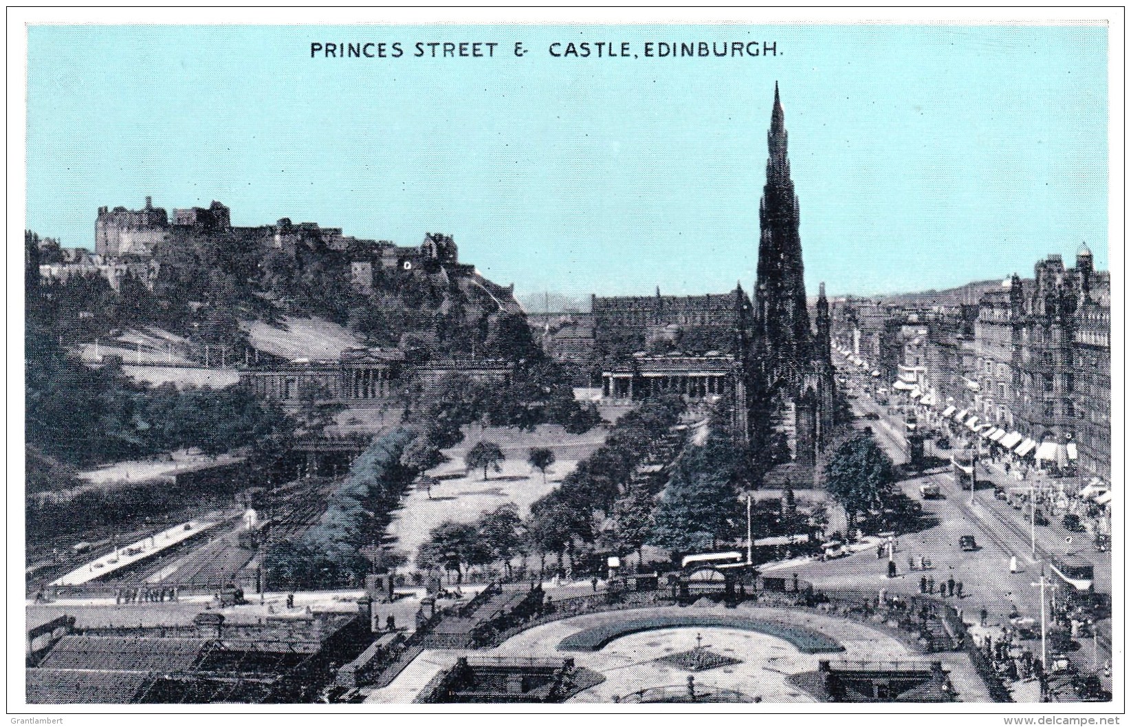 Princes Street &amp; Castle, Edinburgh, Scotland - Vintage PC Unused - Midlothian/ Edinburgh