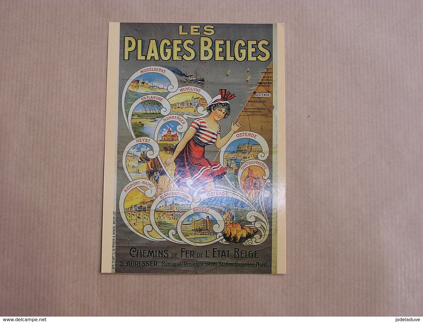 LES PLAGES BELGES Littoral Mer Reproduction Affiche Chemins De Fer De L' Etat Belge Carte Postale Postcard - Andere & Zonder Classificatie