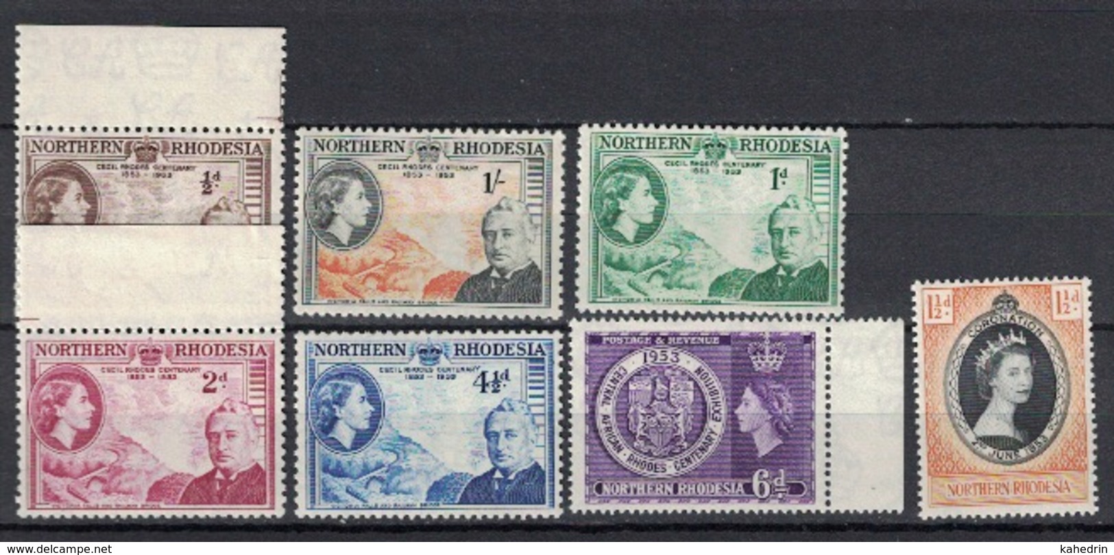 Northern Rhodesia 1953, Lot With 7 Stamps **, MNH - Noord-Rhodesië (...-1963)