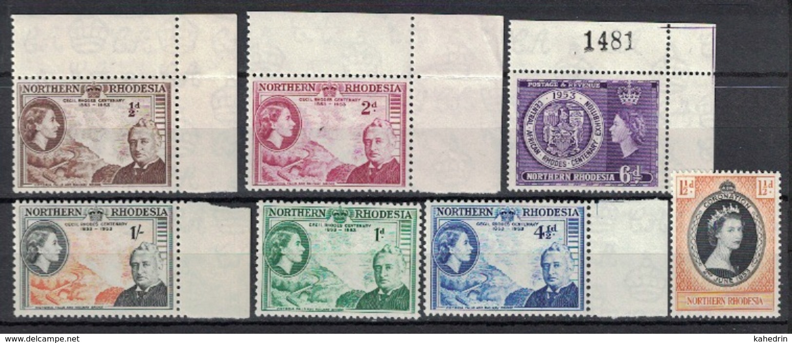 Northern Rhodesia 1953, Lot With 7 Stamps **, MNH - Noord-Rhodesië (...-1963)