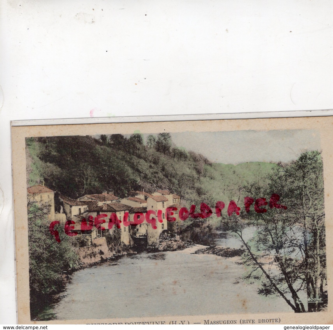 87- BUSSIERE POITEVINE- MASSUGEON - RIVE DROITE CARTE COLORISEE RARE - Bussiere Poitevine