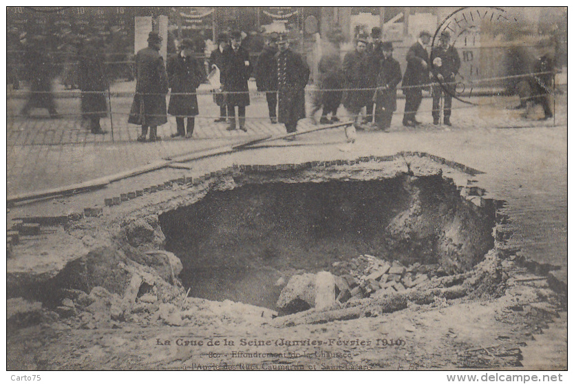 Evènements - Inondations - Paris - Effondrement Chaussée Angles Rues Caumartin Et Saint-Lazare - 1910 - Floods