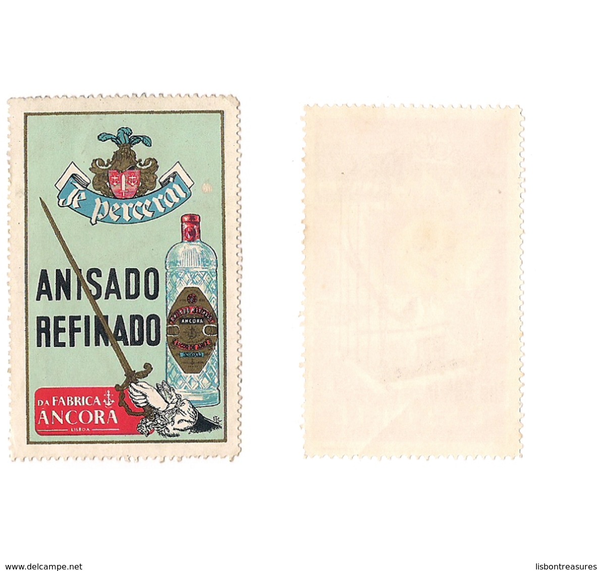 ANTIQUE PORTUGAL CINDERELLA POSTER STAMP ADVERTISING ANIS REFINADO FABRICA ANCORA - Local Post Stamps