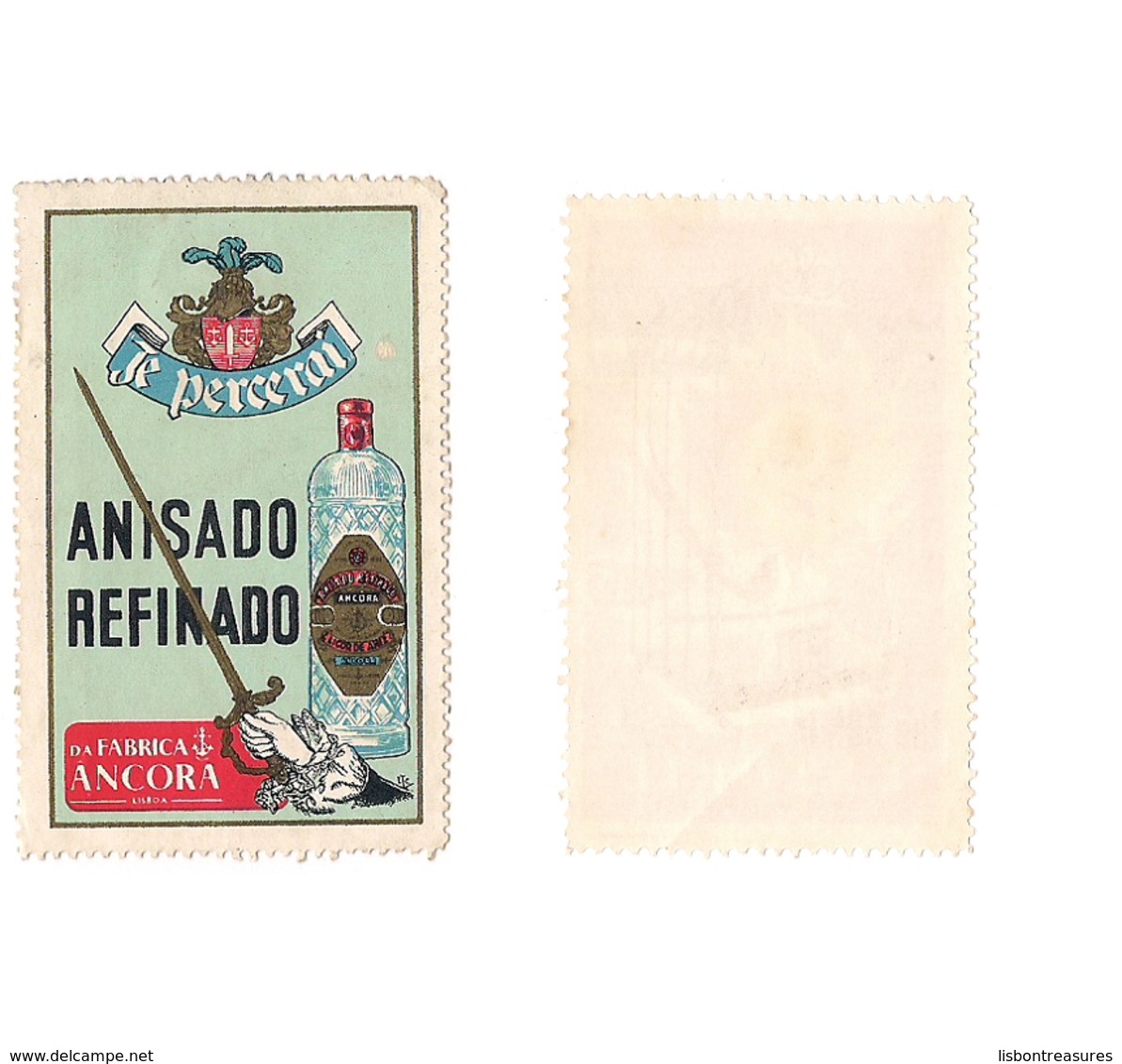 ANTIQUE PORTUGAL CINDERELLA POSTER STAMP ADVERTISING ANIS REFINADO FABRICA ANCORA - Emissions Locales