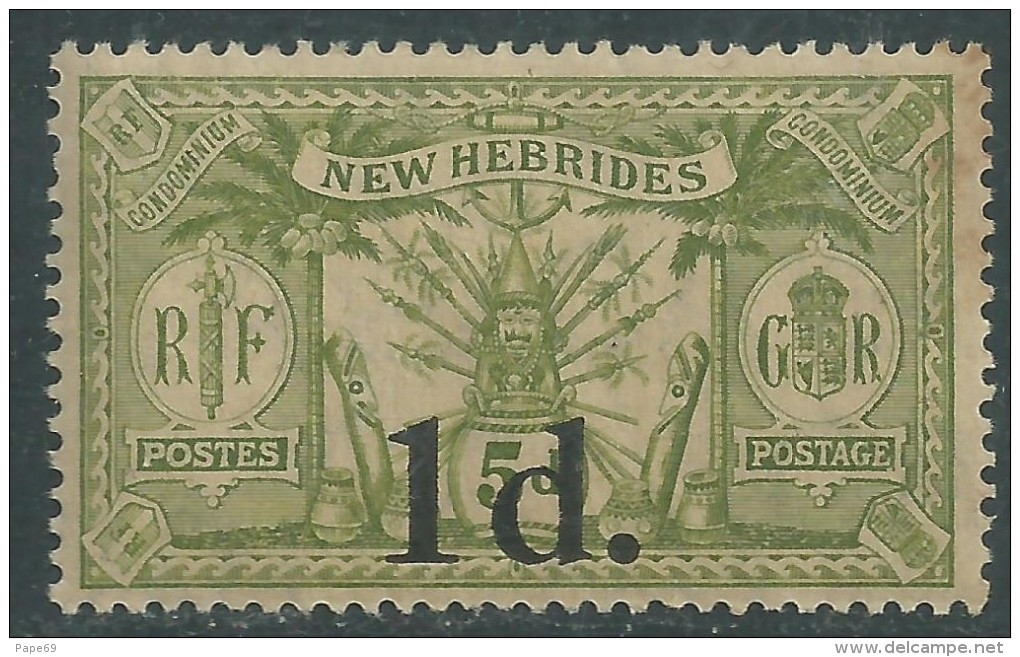 Nouvelles Hébrides N° 64 X Timbre Surchargé 1 D. Sur 5 P.. Légende Anglaise Trace De Charnière  Sinon  TB - Unused Stamps