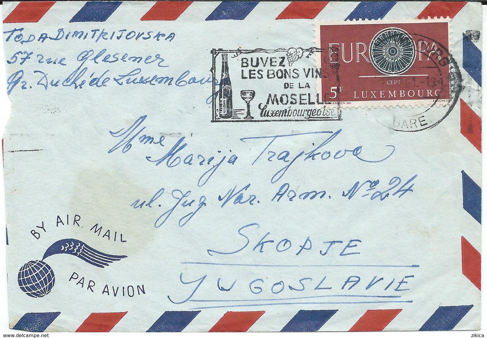 Luxembourg Letter Via Yugoslavia 1963.meter Stamp - Buvez Les Bons Vinsde La Moselle.motive Wine / Vin/ Wein - Lettres & Documents