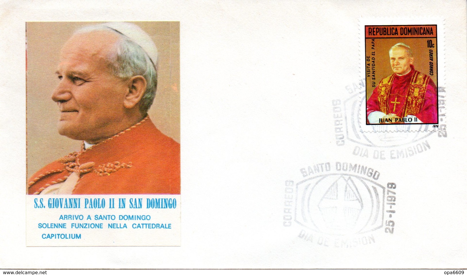 (Bu-B1) Dominikanische Repubblik FDC EF Mi 1214 "Besuch V. Papst Joh. Paul II" ESSt. 25.1.1979 SANTO DOMINGO - Dominikanische Rep.