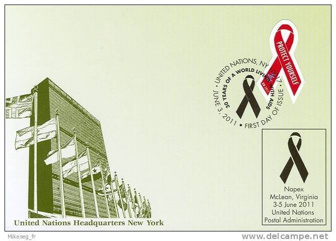 ONU New-York 2011 - SIDA - Show Card NAPEX McLean "30 Years Of A World Living With AIDS" - Tarjetas – Máxima