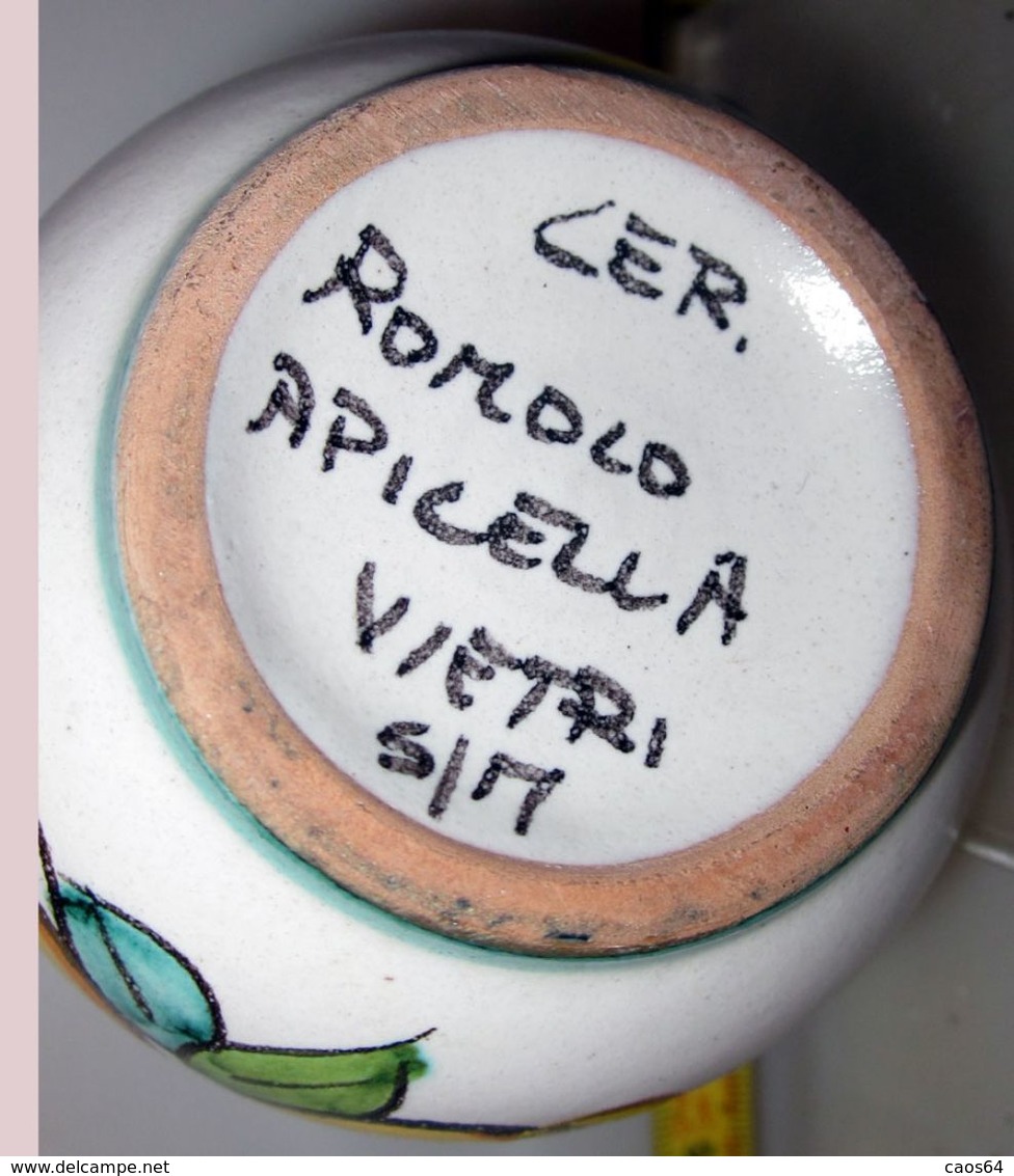VIETRI ROMOLO APICELLA CARAFFA H 8 CM. D 7 CM. - Vietri (ITA)