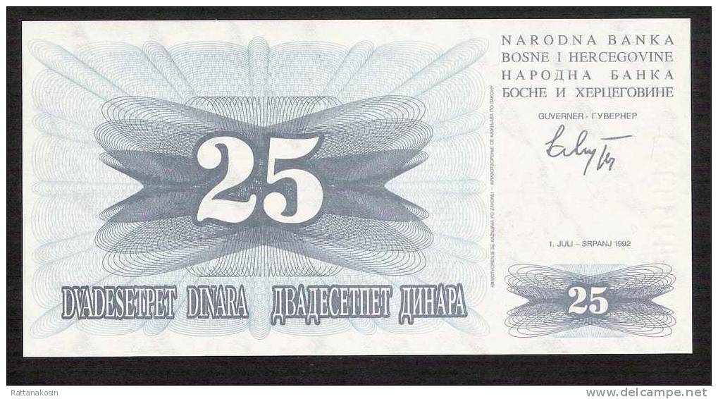 BOSNIA HERZÉGOVINA  P11  25  DINARA  1992  #DK      UNC. - Bosnie-Herzegovine